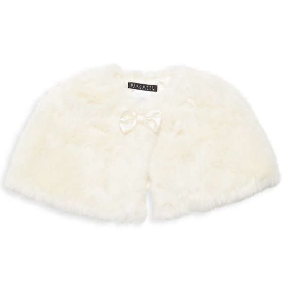 BiscottiGirl's 4 or 5 Ivory w Bow Faux Fur Cape